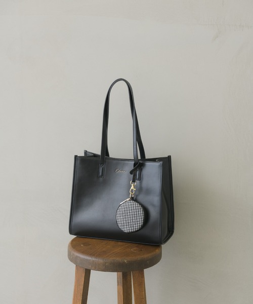 ems excite（エムズエキサイト）の「柄ポーチトートBAG（トートバッグ・レディース・ブラック/アイボリー・FREE）」の2枚目の写真