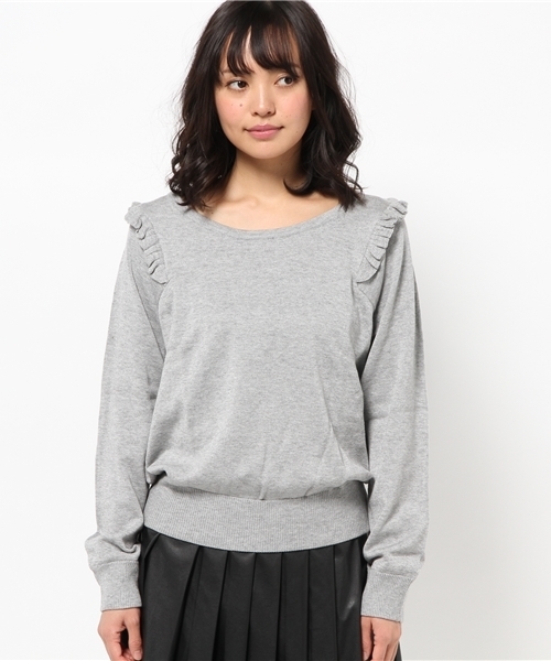 DISCOAT(ディスコート)の「【Discoat】肩フリルプルオーバー(ニット/セーター・レディース・ネイビー/グレー・フリ-)」の6枚目の写真