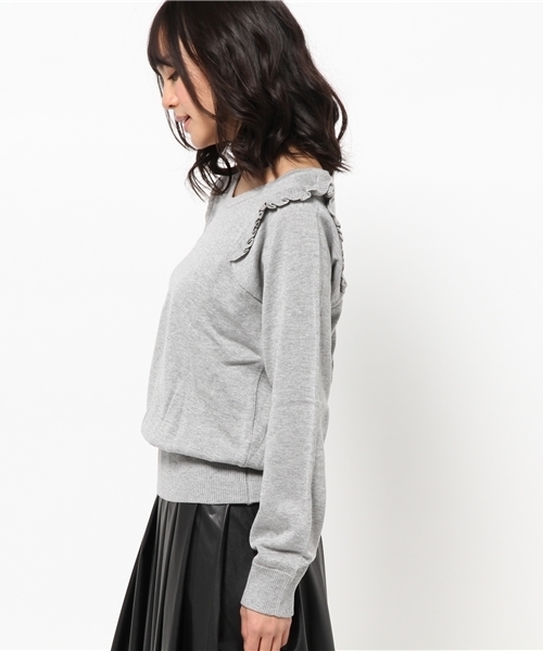 DISCOAT(ディスコート)の「【Discoat】肩フリルプルオーバー(ニット/セーター・レディース・ネイビー/グレー・フリ-)」の7枚目の写真