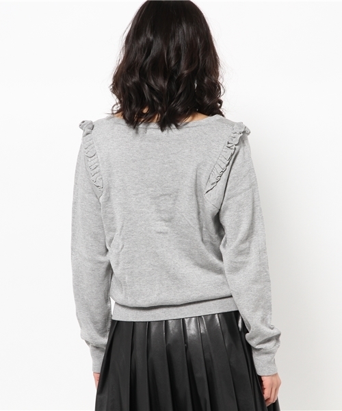 DISCOAT(ディスコート)の「【Discoat】肩フリルプルオーバー(ニット/セーター・レディース・ネイビー/グレー・フリ-)」の8枚目の写真