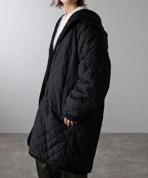 セール】フード付き 裏ボアキルティングコート（ナイロンジャケット