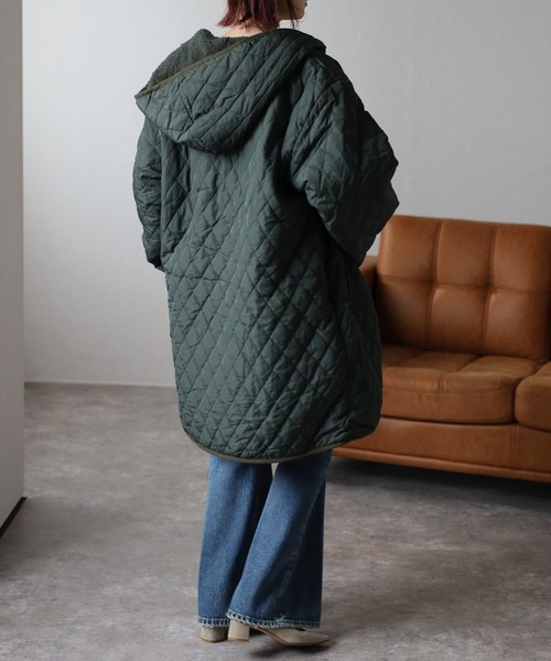 セール】フード付き 裏ボアキルティングコート（ナイロンジャケット