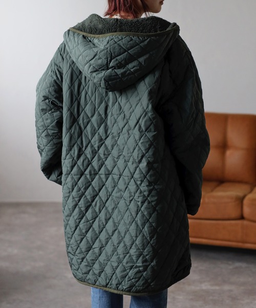 セール】フード付き 裏ボアキルティングコート（ナイロンジャケット