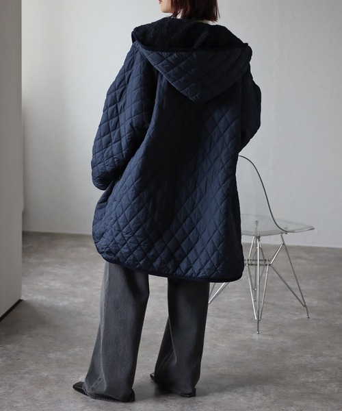 セール】フード付き 裏ボアキルティングコート（ナイロンジャケット