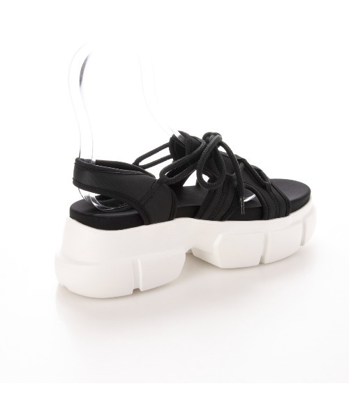EVOL（イーボル）の「【EVOL】厚底プラットフォームレースアップサンダル LS40210（サンダル・レディース・ホワイト/レオパード/ブラック系その他/ブラック・S/M/L）」の7枚目の写真