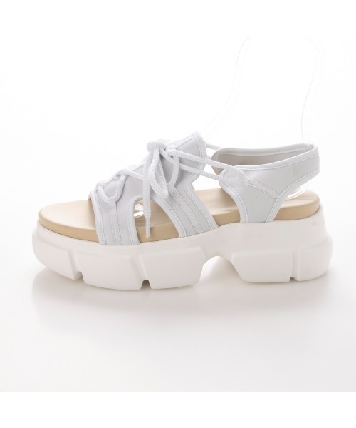 EVOL（イーボル）の「【EVOL】厚底プラットフォームレースアップサンダル LS40210（サンダル・レディース・ホワイト/レオパード/ブラック系その他/ブラック・S/M/L）」の11枚目の写真