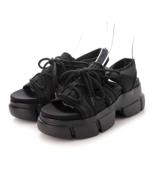 EVOL（イーボル）の「【EVOL】厚底プラットフォームレースアップサンダル LS40210（サンダル・レディース・ホワイト/レオパード/ブラック系その他/ブラック・S/M/L）」の20枚目の写真