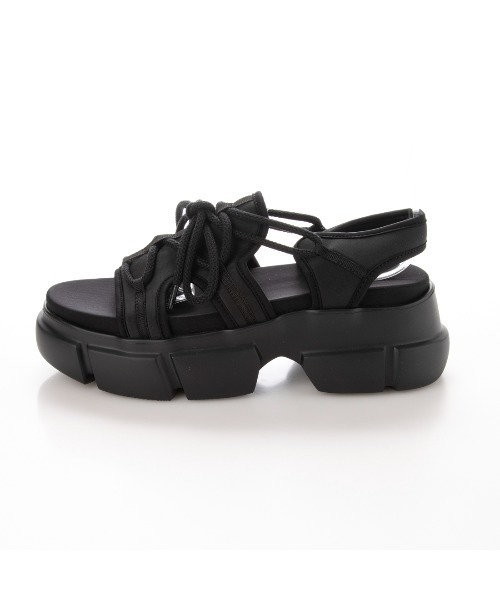 EVOL（イーボル）の「【EVOL】厚底プラットフォームレースアップサンダル LS40210（サンダル・レディース・ホワイト/レオパード/ブラック系その他/ブラック・S/M/L）」の21枚目の写真