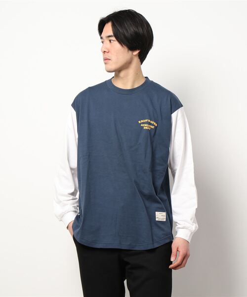 KRIFF MAYER(クリフメイヤー)の「抗菌コンビカラーロンT(Tシャツ/カットソー・メンズ・アイボリー/オフホワイト/グリーン/ネイビー・MEDIUM/LARGE/X-LARGE)」の4枚目の写真