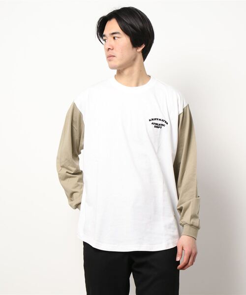 KRIFF MAYER(クリフメイヤー)の「抗菌コンビカラーロンT(Tシャツ/カットソー・メンズ・アイボリー/オフホワイト/グリーン/ネイビー・MEDIUM/LARGE/X-LARGE)」の3枚目の写真