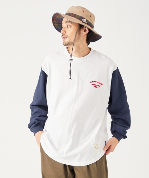 KRIFF MAYER(クリフメイヤー)の「抗菌コンビカラーロンT(Tシャツ/カットソー・メンズ・アイボリー/オフホワイト/グリーン/ネイビー・MEDIUM/LARGE/X-LARGE)」の2枚目の写真