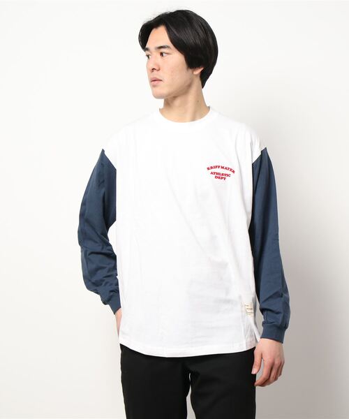 KRIFF MAYER(クリフメイヤー)の「抗菌コンビカラーロンT(Tシャツ/カットソー・メンズ・アイボリー/オフホワイト/グリーン/ネイビー・MEDIUM/LARGE/X-LARGE)」の7枚目の写真