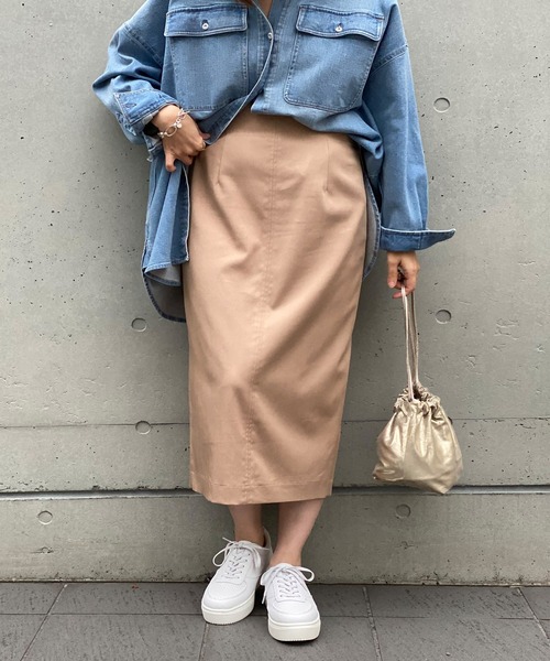 RIVE DROITE（リヴドロワ）の「リヨセルナイロンストレートスカート（スカート・レディース・ベージュ/ライトベージュ・36/38/34）」の3枚目の写真