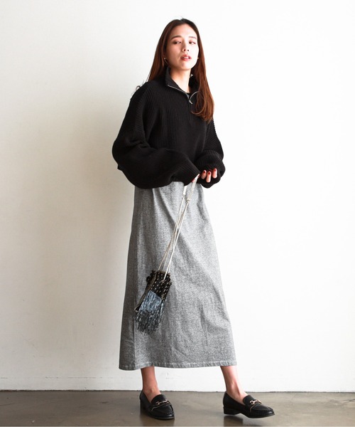 feepur（フェピュール）の「【ハンドウォッシャブル】ハーフジップ畦編みボーダーニットプルオーバー（ニット/セーター・レディース・ブラック/オフホワイト/ピンクベージュ/ホワイト×ネイビー/ブラック×ホワイト・MEDIUM）」の21枚目の写真