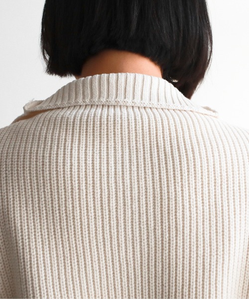 feepur（フェピュール）の「【ハンドウォッシャブル】ハーフジップ畦編みボーダーニットプルオーバー（ニット/セーター・レディース・ブラック/オフホワイト/ピンクベージュ/ホワイト×ネイビー/ブラック×ホワイト・MEDIUM）」の18枚目の写真