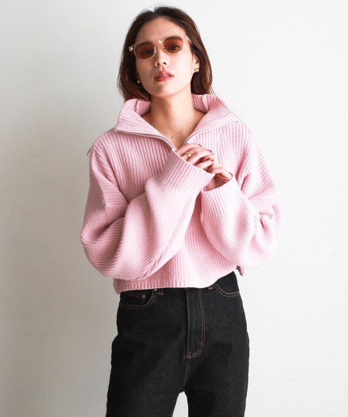 feepur（フェピュール）の「【ハンドウォッシャブル】ハーフジップ畦編みボーダーニットプルオーバー（ニット/セーター・レディース・ブラック/オフホワイト/ピンクベージュ/ホワイト×ネイビー/ブラック×ホワイト・MEDIUM）」の8枚目の写真