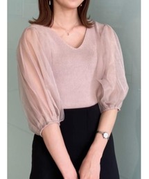 rienda | チュールドッキング2WAYニットトップス(ニット/セーター)