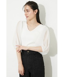 rienda | チュールドッキング2WAYニットトップス(ニット/セーター)