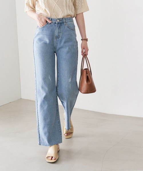 me+em select(ミームセレクト)の「ダメージデニムパンツ(デニムパンツ・レディース・ライトブルー/インディゴブルー・SMALL/MEDIUM/LARGE)」の6枚目の写真