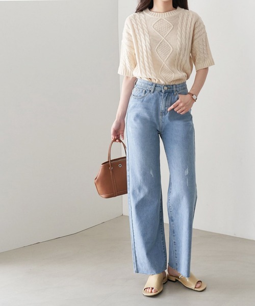 me+em select(ミームセレクト)の「ダメージデニムパンツ(デニムパンツ・レディース・ライトブルー/インディゴブルー・SMALL/MEDIUM/LARGE)」の7枚目の写真