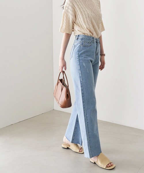 me+em select(ミームセレクト)の「ダメージデニムパンツ(デニムパンツ・レディース・ライトブルー/インディゴブルー・SMALL/MEDIUM/LARGE)」の8枚目の写真