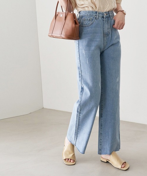 me+em select(ミームセレクト)の「ダメージデニムパンツ(デニムパンツ・レディース・ライトブルー/インディゴブルー・SMALL/MEDIUM/LARGE)」の10枚目の写真