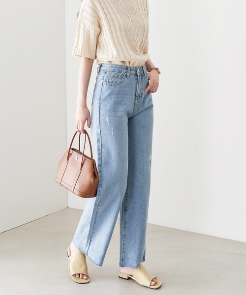 me+em select(ミームセレクト)の「ダメージデニムパンツ(デニムパンツ・レディース・ライトブルー/インディゴブルー・SMALL/MEDIUM/LARGE)」の12枚目の写真