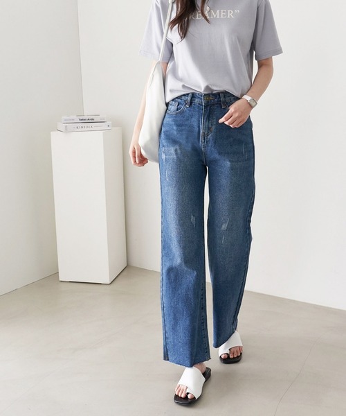 me+em select(ミームセレクト)の「ダメージデニムパンツ(デニムパンツ・レディース・ライトブルー/インディゴブルー・SMALL/MEDIUM/LARGE)」の20枚目の写真