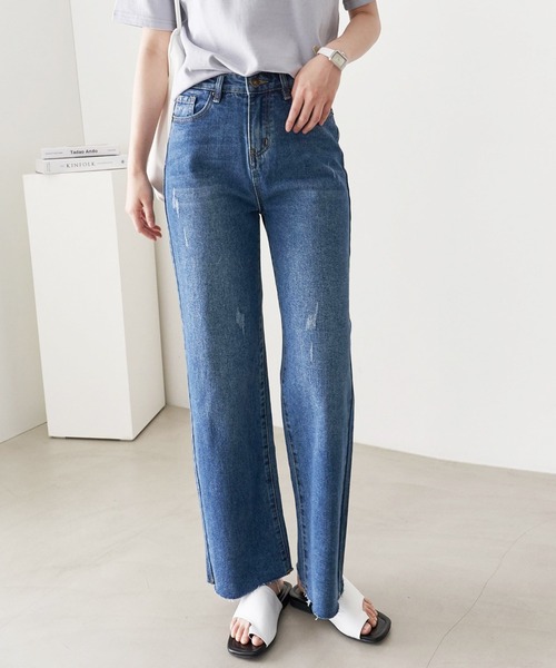 me+em select(ミームセレクト)の「ダメージデニムパンツ(デニムパンツ・レディース・ライトブルー/インディゴブルー・SMALL/MEDIUM/LARGE)」の21枚目の写真