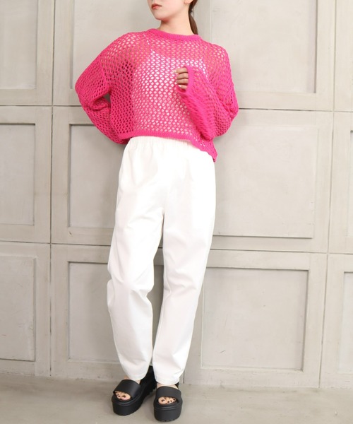 moment+（モーメントプラス）の「T/Cツイル ウエストゴムギャザー カラーイージーパンツ（その他パンツ・レディース・ブラック/レッド/オフホワイト/オレンジ/ブルー/グリーン/グレイッシュベージュ・M）」の20枚目の写真