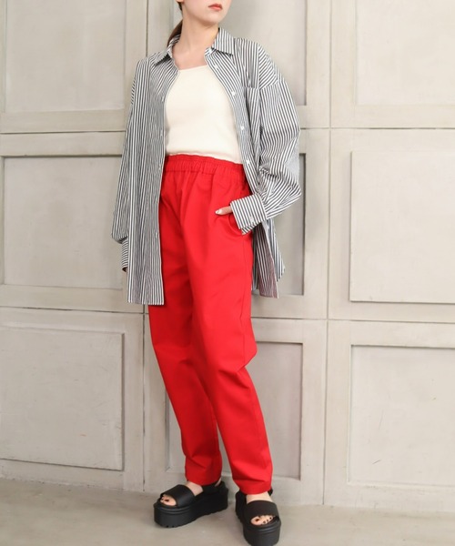 moment+（モーメントプラス）の「T/Cツイル ウエストゴムギャザー カラーイージーパンツ（その他パンツ・レディース・ブラック/レッド/オフホワイト/オレンジ/ブルー/グリーン/グレイッシュベージュ・M）」の18枚目の写真