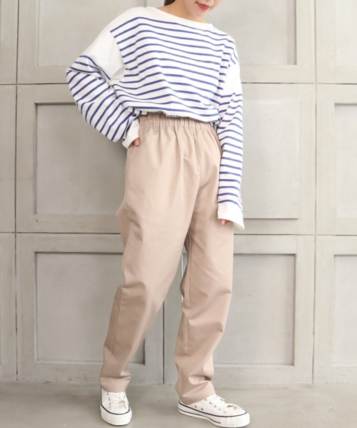 moment+（モーメントプラス）の「T/Cツイル ウエストゴムギャザー カラーイージーパンツ（その他パンツ・レディース・ブラック/レッド/オフホワイト/オレンジ/ブルー/グリーン/グレイッシュベージュ・M）」の10枚目の写真