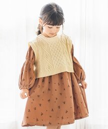 apres les cours | WEB限定 ベスト付き総柄ワンピース(ワンピース)