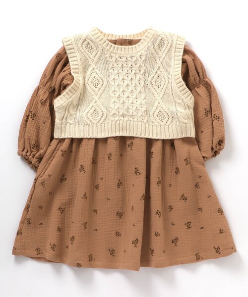 apres les cours(アプレレクール)の「WEB限定 ベスト付き総柄ワンピース(ワンピース・キッズ・オレンジ/ミント・80/140/100/90/110/130/120)」の8枚目の写真