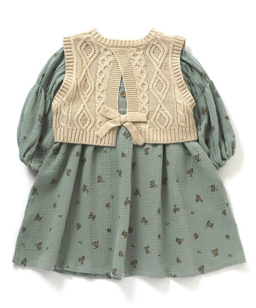 apres les cours(アプレレクール)の「WEB限定 ベスト付き総柄ワンピース(ワンピース・キッズ・オレンジ/ミント・80/140/100/90/110/130/120)」の16枚目の写真