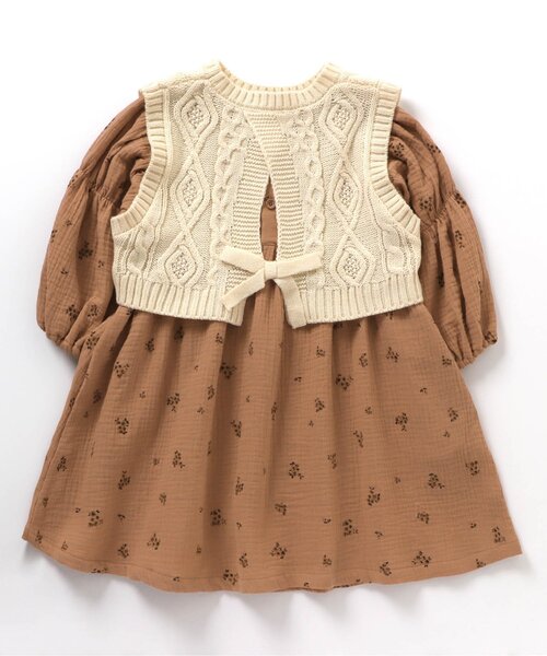 apres les cours(アプレレクール)の「WEB限定 ベスト付き総柄ワンピース(ワンピース・キッズ・オレンジ/ミント・80/140/100/90/110/130/120)」の17枚目の写真