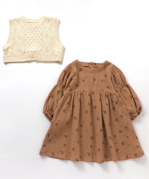 apres les cours(アプレレクール)の「WEB限定 ベスト付き総柄ワンピース(ワンピース・キッズ・オレンジ/ミント・80/140/100/90/110/130/120)」の18枚目の写真