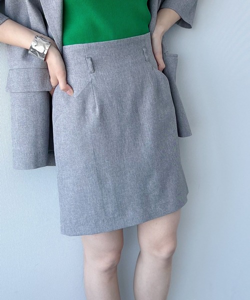 mysty woman（ミスティウーマン）の「リネンライクショートスカート 275570（スカート・レディース・ベージュ/オレンジ/チャコール・FREE）」の2枚目の写真