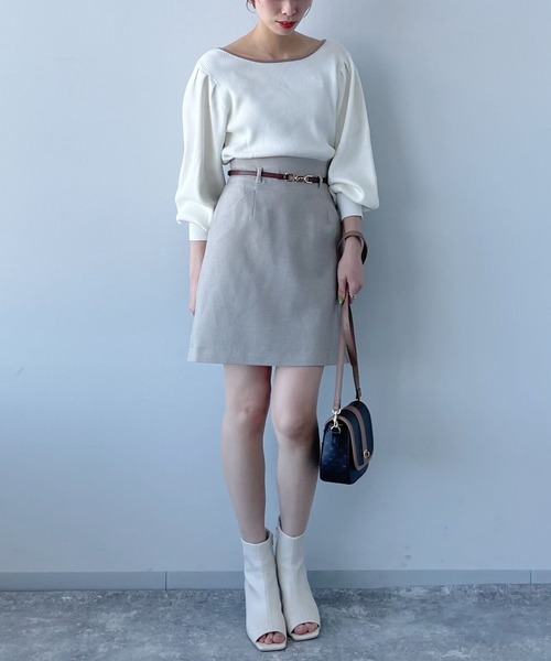 mysty woman（ミスティウーマン）の「リネンライクショートスカート 275570（スカート・レディース・ベージュ/オレンジ/チャコール・FREE）」の7枚目の写真