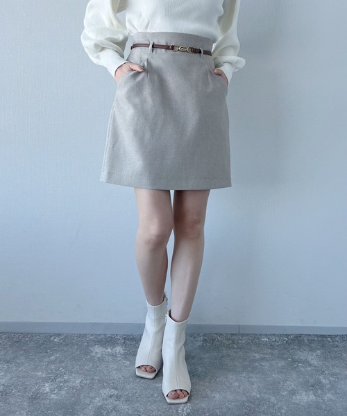 mysty woman（ミスティウーマン）の「リネンライクショートスカート 275570（スカート・レディース・ベージュ/オレンジ/チャコール・FREE）」の18枚目の写真