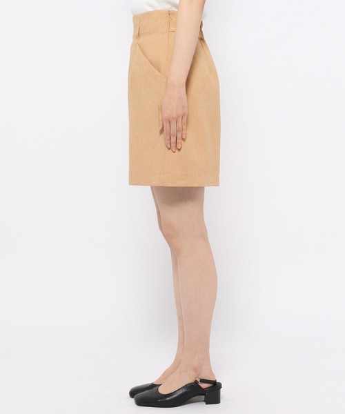 mysty woman（ミスティウーマン）の「リネンライクショートスカート 275570（スカート・レディース・ベージュ/オレンジ/チャコール・FREE）」の5枚目の写真