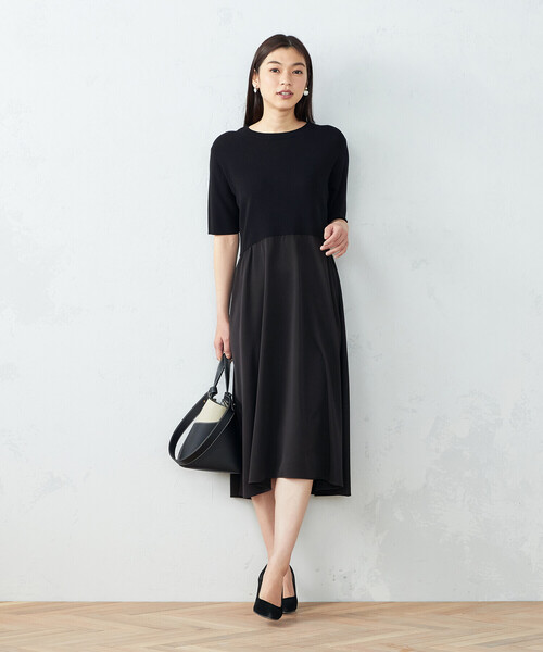 COMME CA ISM(コムサイズム)の「コンビデザイン ニットワンピース(ワンピース・レディース・ブラック・MEDIUM/LARGE)」の2枚目の写真