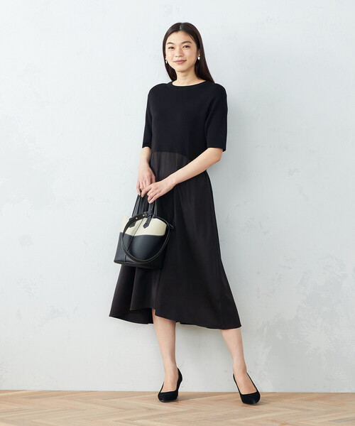 COMME CA ISM(コムサイズム)の「コンビデザイン ニットワンピース(ワンピース・レディース・ブラック・MEDIUM/LARGE)」の3枚目の写真