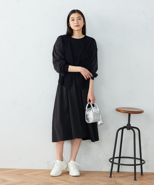 COMME CA ISM(コムサイズム)の「コンビデザイン ニットワンピース(ワンピース・レディース・ブラック・MEDIUM/LARGE)」の4枚目の写真
