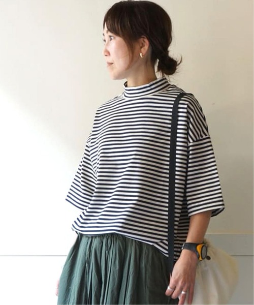 JOURNAL STANDARD LUXE(ジャーナルスタンダード ラックス)の「ドライジャージー モックネックプルオーバー(Tシャツ/カットソー・レディース・ブラック/ネイビー・FREE)」の2枚目の写真