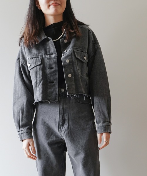 VENCEEXCHANGE（ヴァンスエクスチェンジ）の「ショート丈ダメージデニムGジャン（デニムジャケット・レディース・ブラック/オフホワイト/ブルー/ブルー系その他・FREE）」の16枚目の写真