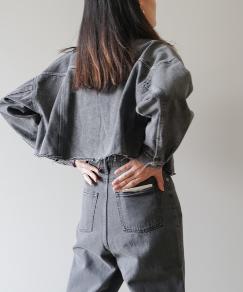 VENCEEXCHANGE（ヴァンスエクスチェンジ）の「ショート丈ダメージデニムGジャン（デニムジャケット・レディース・ブラック/オフホワイト/ブルー/ブルー系その他・FREE）」の10枚目の写真