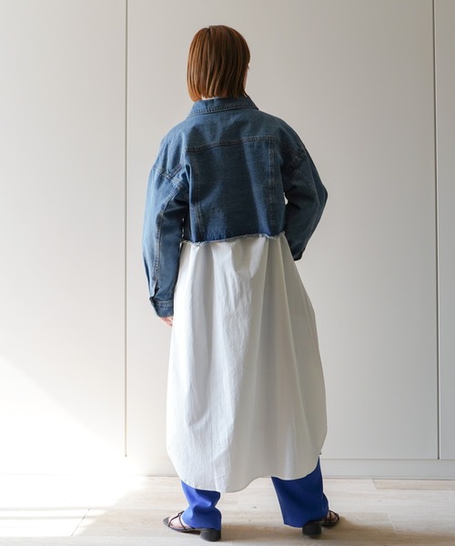 VENCEEXCHANGE（ヴァンスエクスチェンジ）の「ショート丈ダメージデニムGジャン（デニムジャケット・レディース・ブラック/オフホワイト/ブルー/ブルー系その他・FREE）」の12枚目の写真