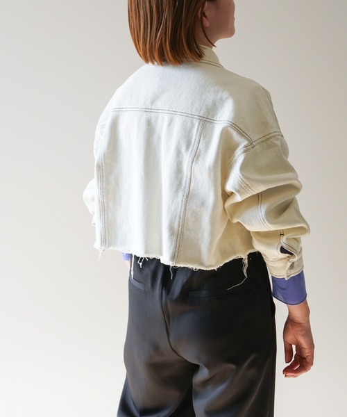 VENCEEXCHANGE（ヴァンスエクスチェンジ）の「ショート丈ダメージデニムGジャン（デニムジャケット・レディース・ブラック/オフホワイト/ブルー/ブルー系その他・FREE）」の17枚目の写真