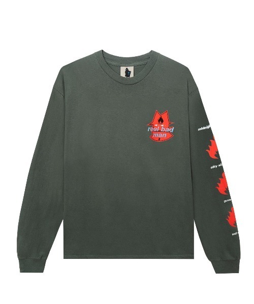 REAL BAD MAN（リアルバッドマン）の「Real Bad Man FLAMMABLE GAS L/S TEE Tシャツ（Tシャツ/カットソー・メンズ・ブラック/ホワイト/オリーブ・LARGE/X-LARGE/MEDIUM）」の5枚目の写真